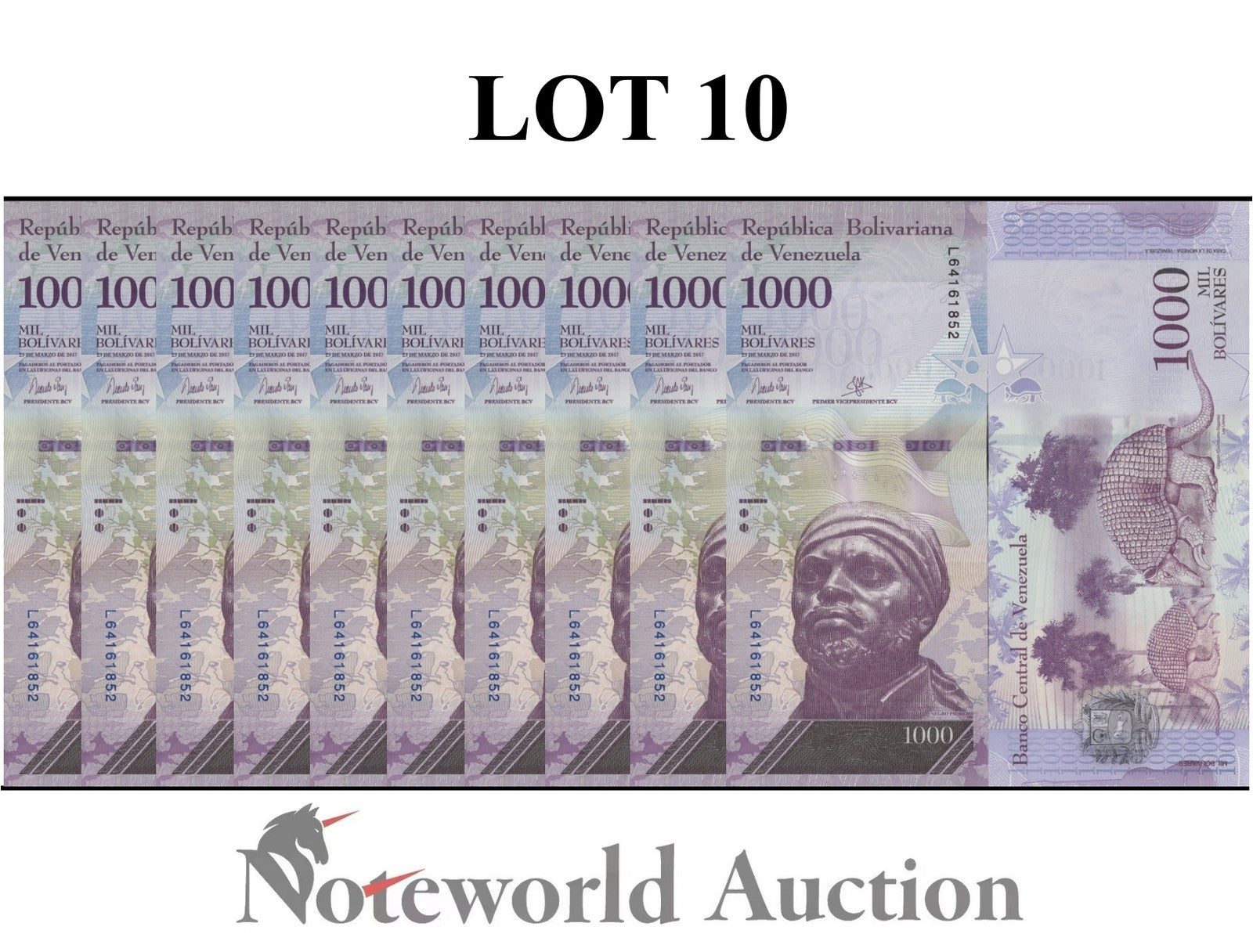 VENEZUELA 1000 Bolivares 2017 P 95b Lot 10 pcs 1/10 Bundle UNC