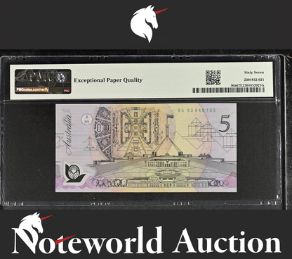 Australia Reserve Bank 5 Dollars ND (1992) P 50a R214 Polymer UNC PMG 67 EPQ