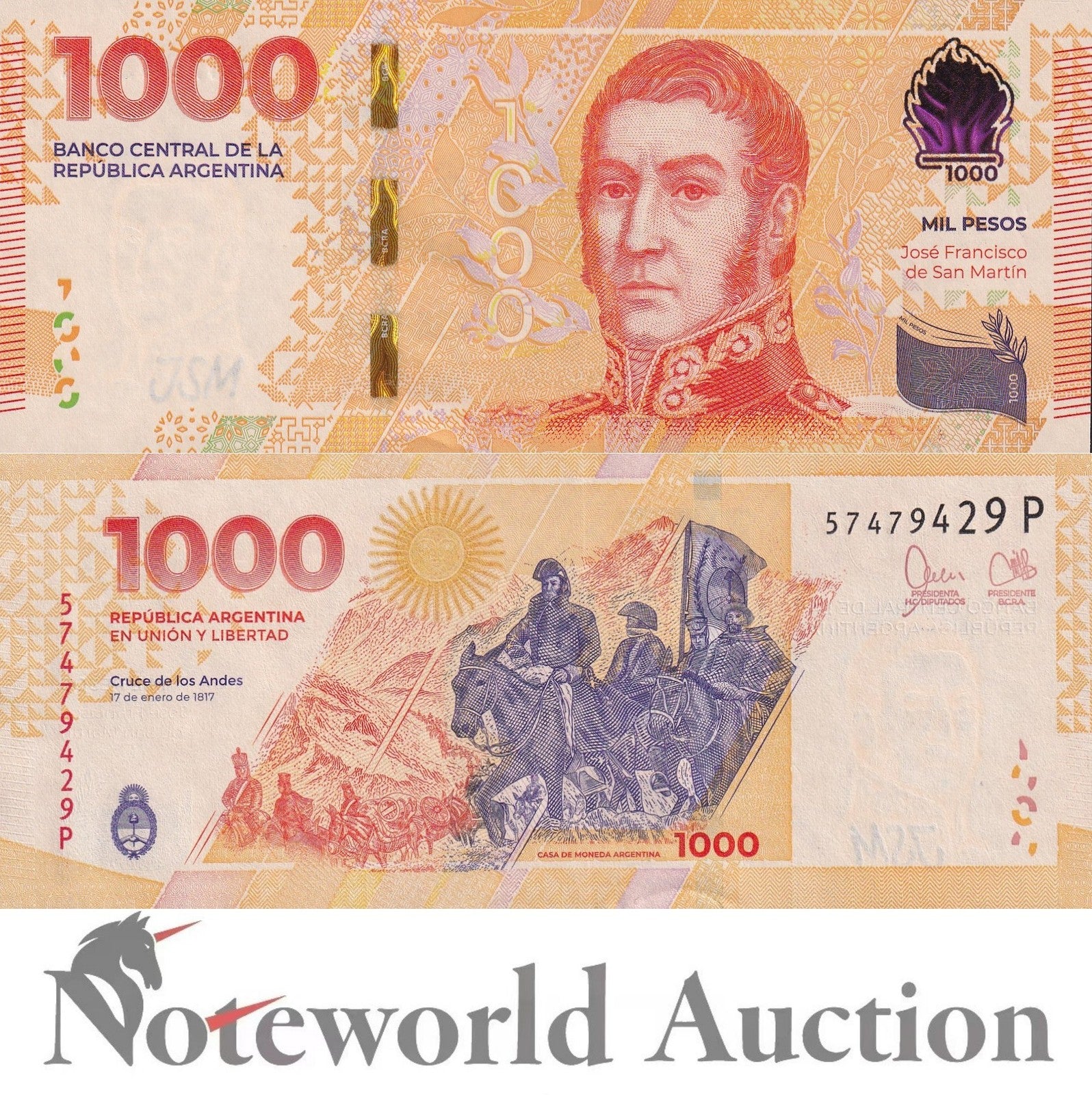 ARGENTINA 1000 Pesos ND 2023 P 367 Lot 10 1/10 Bundle UNC