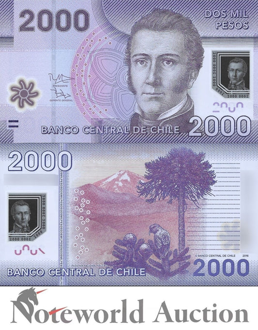 CHILE 2000 Pesos 2016 P 162f Polymer UNC