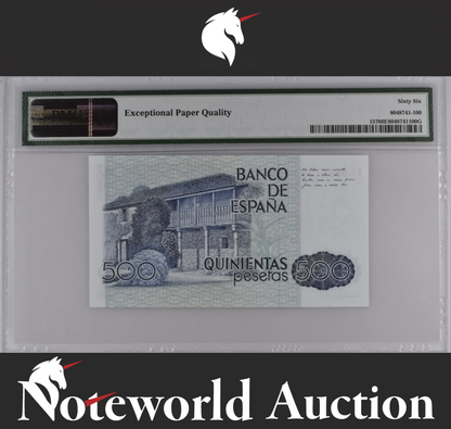 Spain Banco de Espana 500 Pesetas 1979(ND 1983) P 157 UNC PMG 66 EPQ 3rd TOP POP