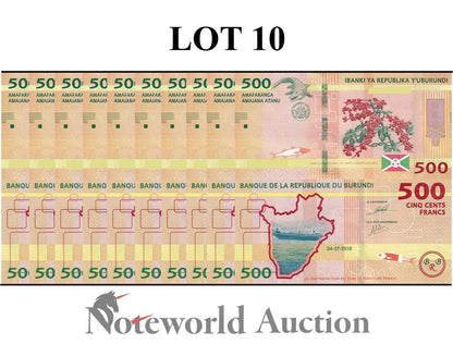 BURUNDI 500 Francs 2018 P 50 Lot 10 pcs 1/10 Bundle UNC