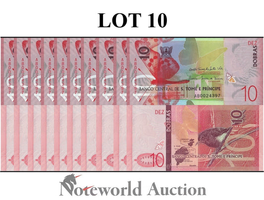 SAO TOME E PRINCIPE 10 Dobras 2020-2023 P 77 Lot 10 pcs 1/10 Bundle UNC