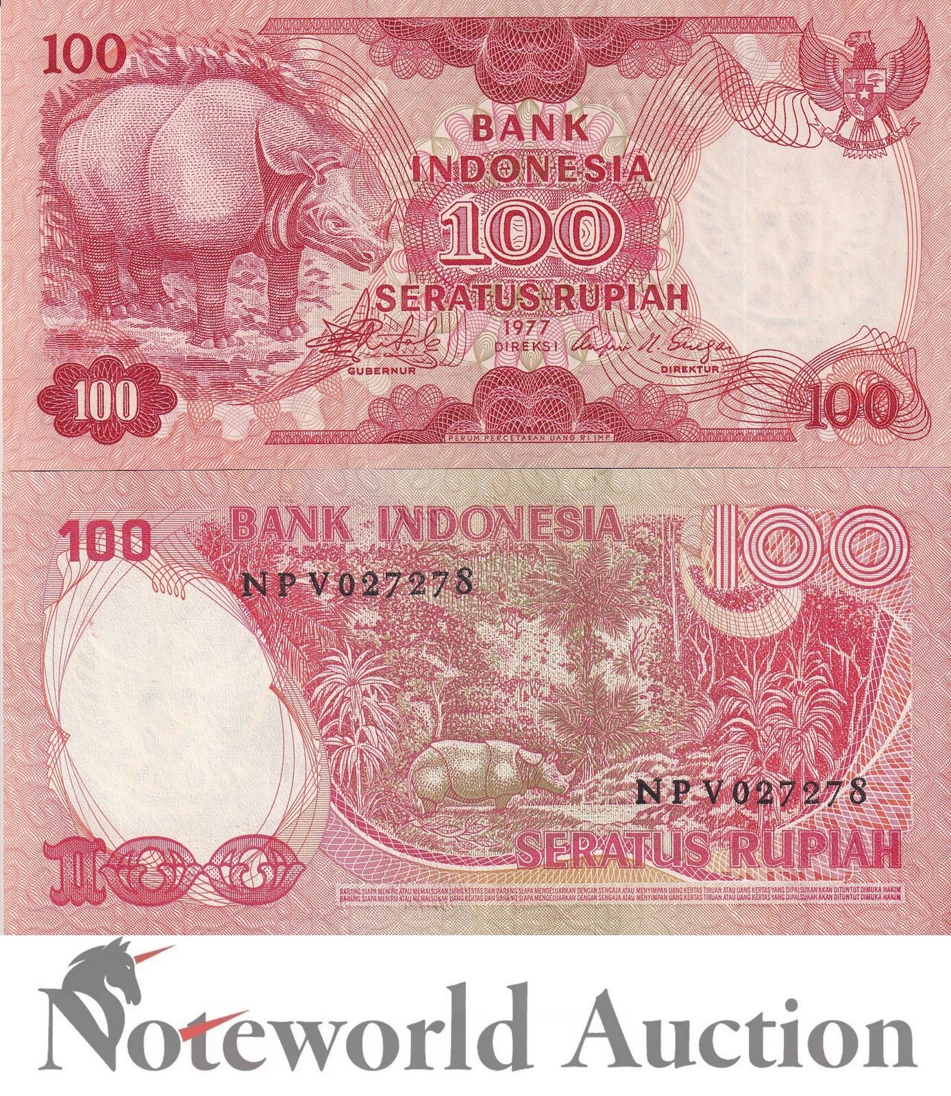 INDONESIA 100 Rupiah 1977 P 116 MINOR FOXING UNC