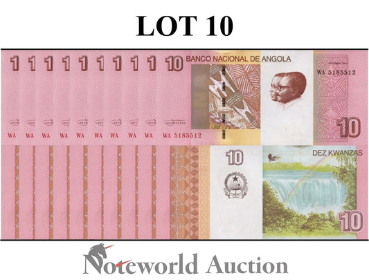 ANGOLA 10 Kwanzas 2012 P 151B Lot 10 pcs 1/10 Bundle UNC