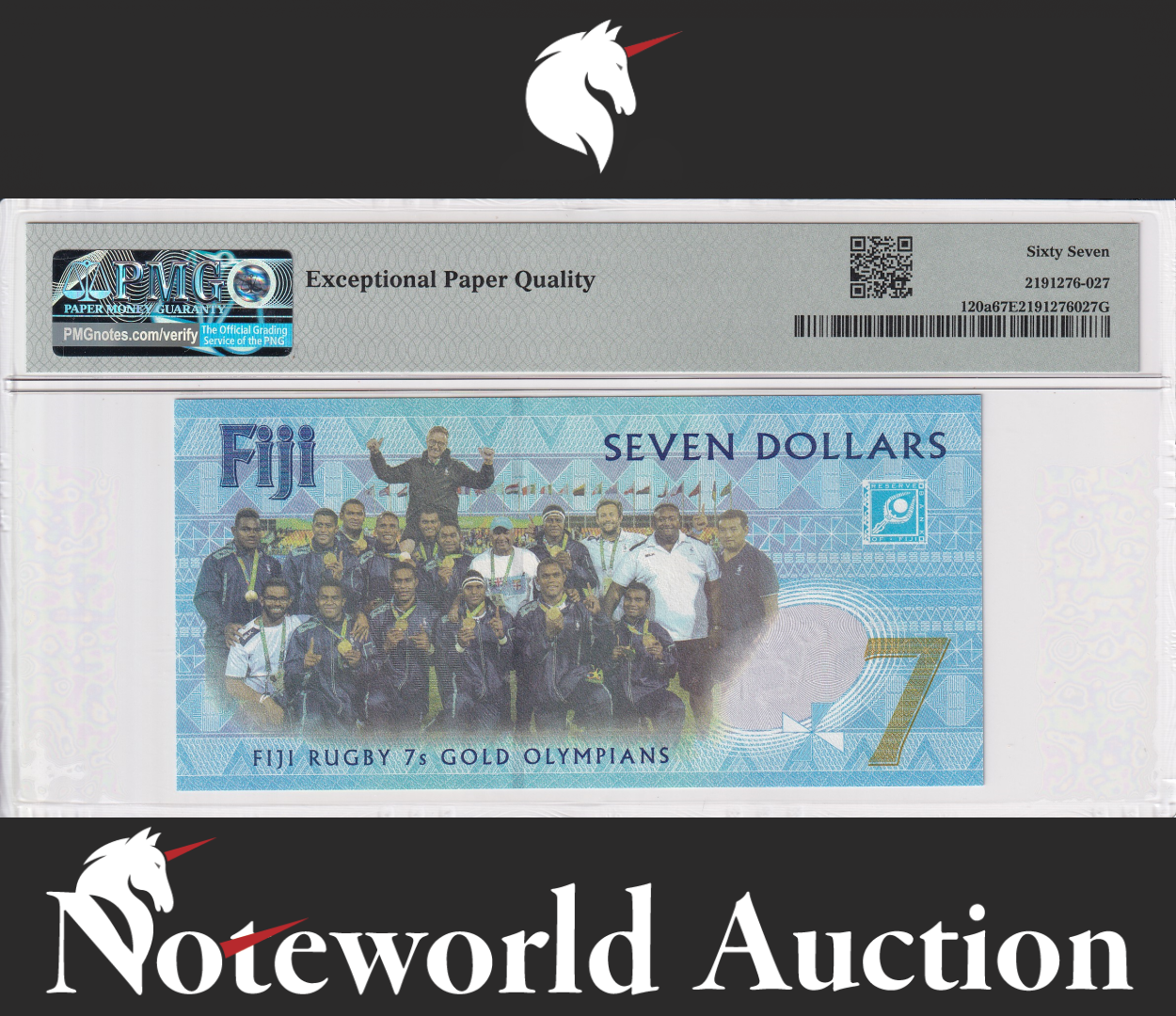 Fiji Commemorative 7 Dollars 2016 (2017) P 120a UNC PMG 67 EPQ