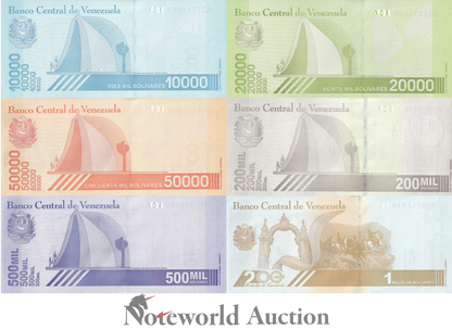 VENEZUELA 10000 20000 50k-500k 1 Million 2019-2020 P 109-114 Set 6 pcs UNC