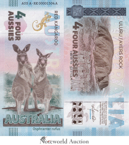 Australia TEST NOTE Souvenir Note 4 Aussie Red Kangaroo UNC