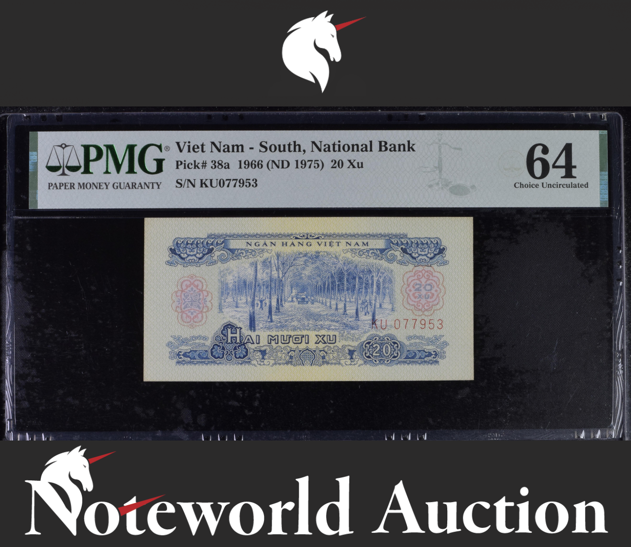 Viet Nam South National Bank 20 Xu 1966 (ND 1975) P 38a UNC PMG 64