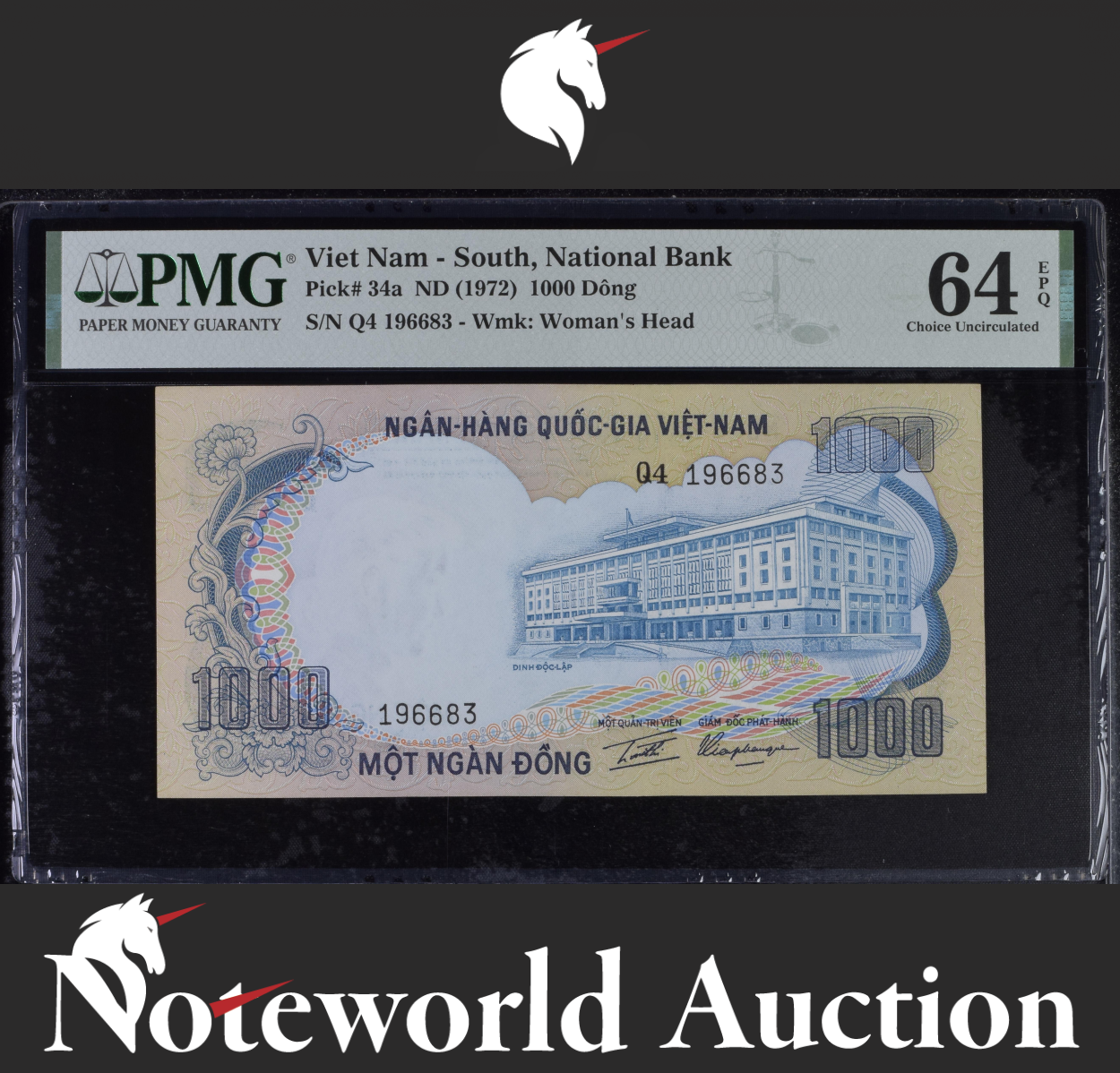 Viet Nam South National Bank 1000 Dong ND (1972) P 34a UNC PMG 64 EPQ