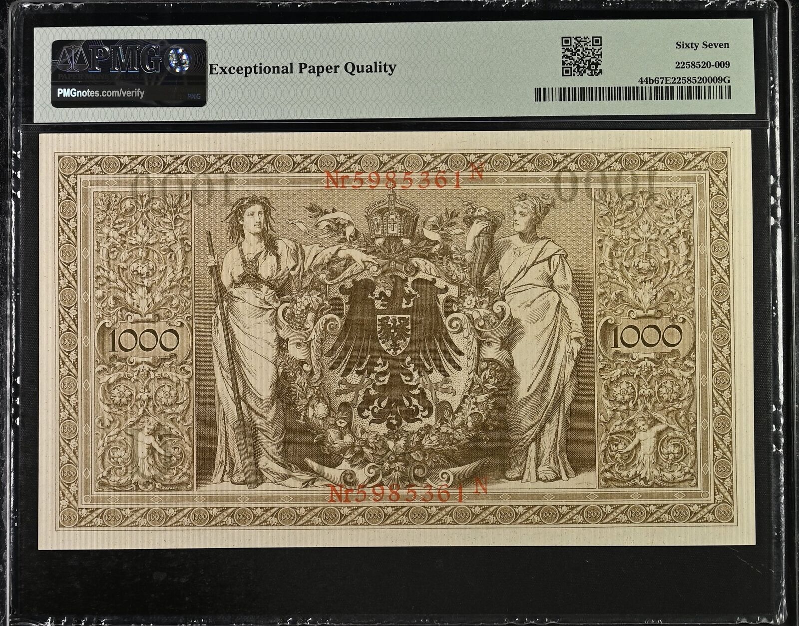 GERMANY IMPERIAL BANK 1000 Mark 1910 P 44b Top POP UNC PMG 67 EPQ