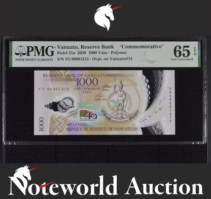 Vanuatu Commemorative 1000 Vatu 2020 P 21a Polymer UNC PMG 65 EPQ