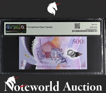 Vanuatu 500 Vatu 2017 P 18 Polymer Lucky Fancy Radar No. 113311 UNC PMG 66 EPQ