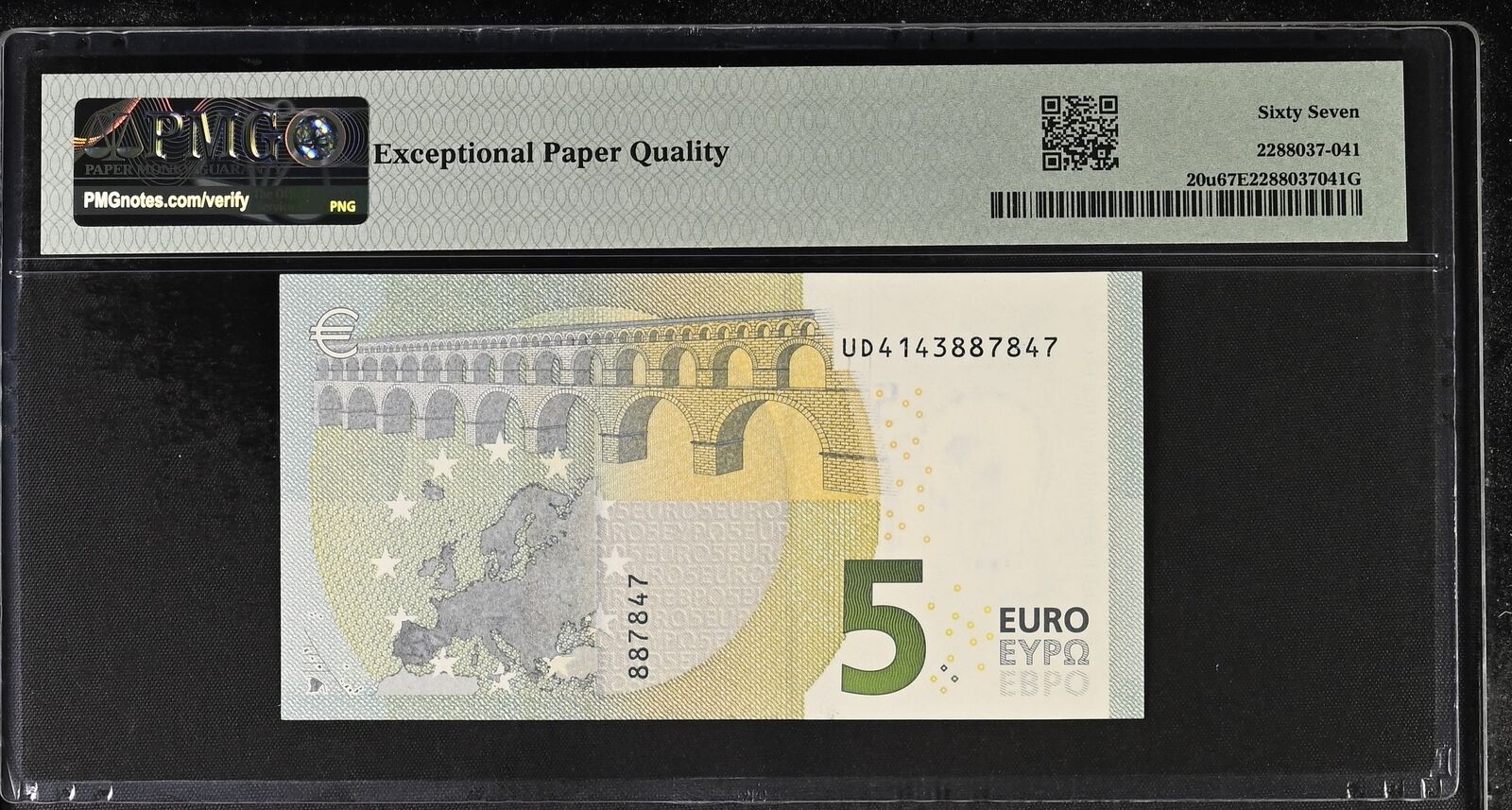 EUROPEAN UNION / FRANCE 5 Euro 2013 P 20u Prefix U UNC PMG 67 EPQ