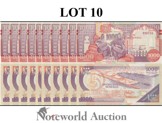 SOMALIA PUNTLAND 1000 Shilin Soomaali 1990 P R10 Lot 10 pcs 1/10 Bundle UNC