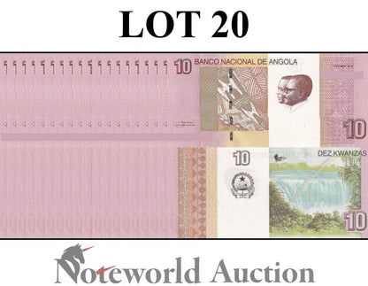 ANGOLA Lot 20 pcs 1/5 Bundle - 10 Kwanzas 2012 P 151B UNC