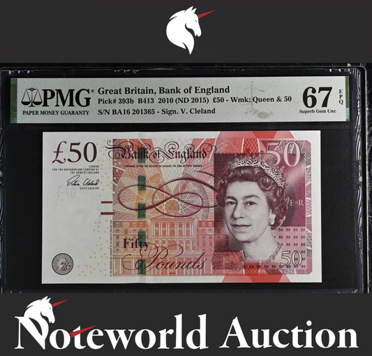 Great Britain Bank of England £50 2010 (ND 2015) P 393b UNC PMG 67 EPQ