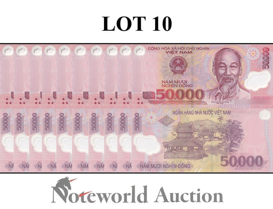 VIET NAM VIETNAM Lot 10 pcs 1/10 Bundle - 50000 Dong 2019 P 121 Polymer UNC