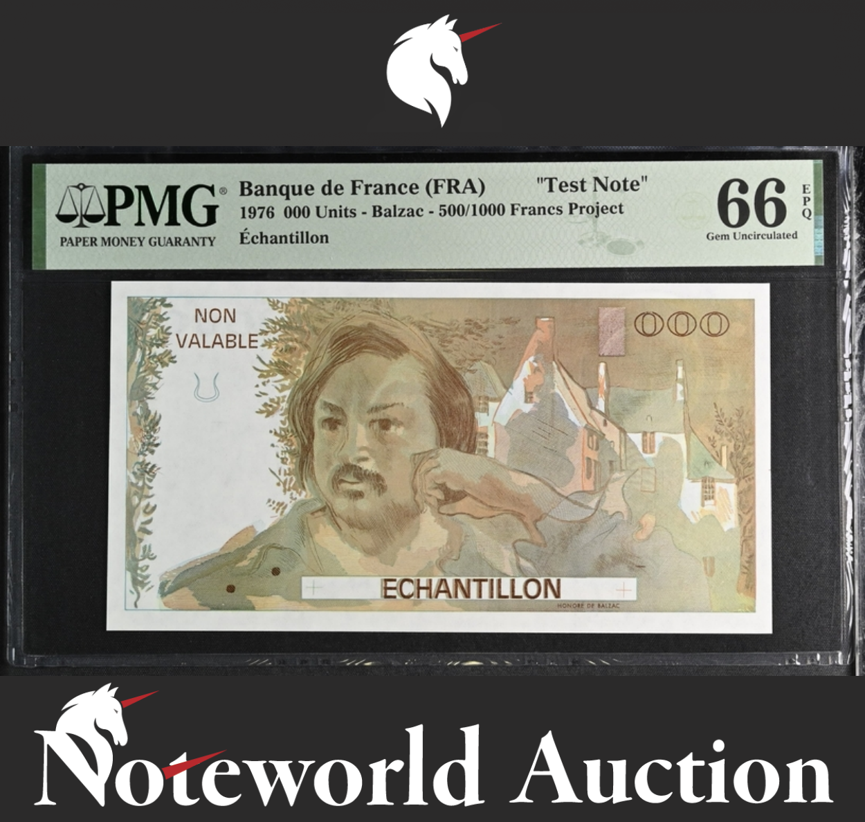 Banque de France (FRA) TEST NOTE - 000 Units 1976 500/1000 Francs UNC PMG 66 EPQ