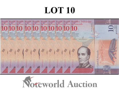 VENEZUELA 10 Bolivares 2018 P 103 Lot 10 pcs 1/10 Bundle UNC