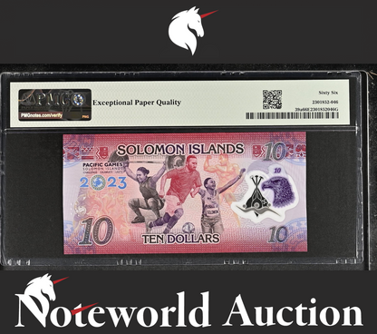 Solomon Islands COMM. 10 Dollars 2023 P 39a Polymer LOW No. 60 UNC PMG 66 EPQ