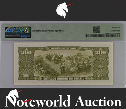 Brazil Tesouro Nacional 200 Cruzeiros ND 1964 P 171b UNC PMG 65 EPQ