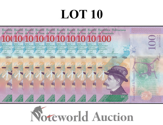 VENEZUELA 100 Bolivares 2018 P 106 Lot 10 pcs 1/10 Bundle UNC