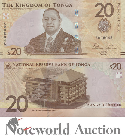 TONGA Lot 5 pcs 1/20 Bundle - 20 Papanga ND 2023 2024 P 53 New Issue UNC