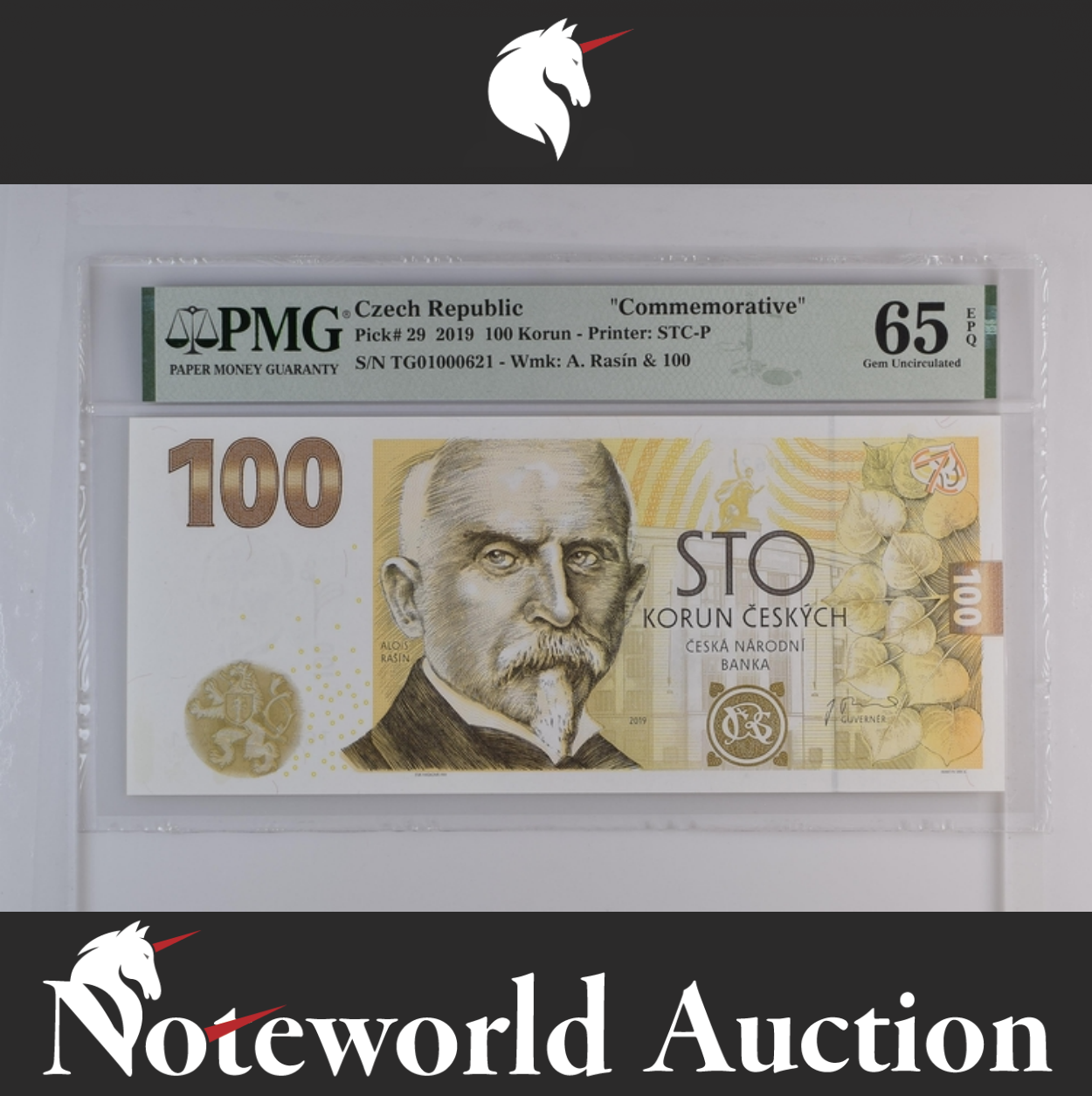 Czech Republic Commemorative 100 Korun 2019 P 29 With Folder UNC PMG 65 EPQ