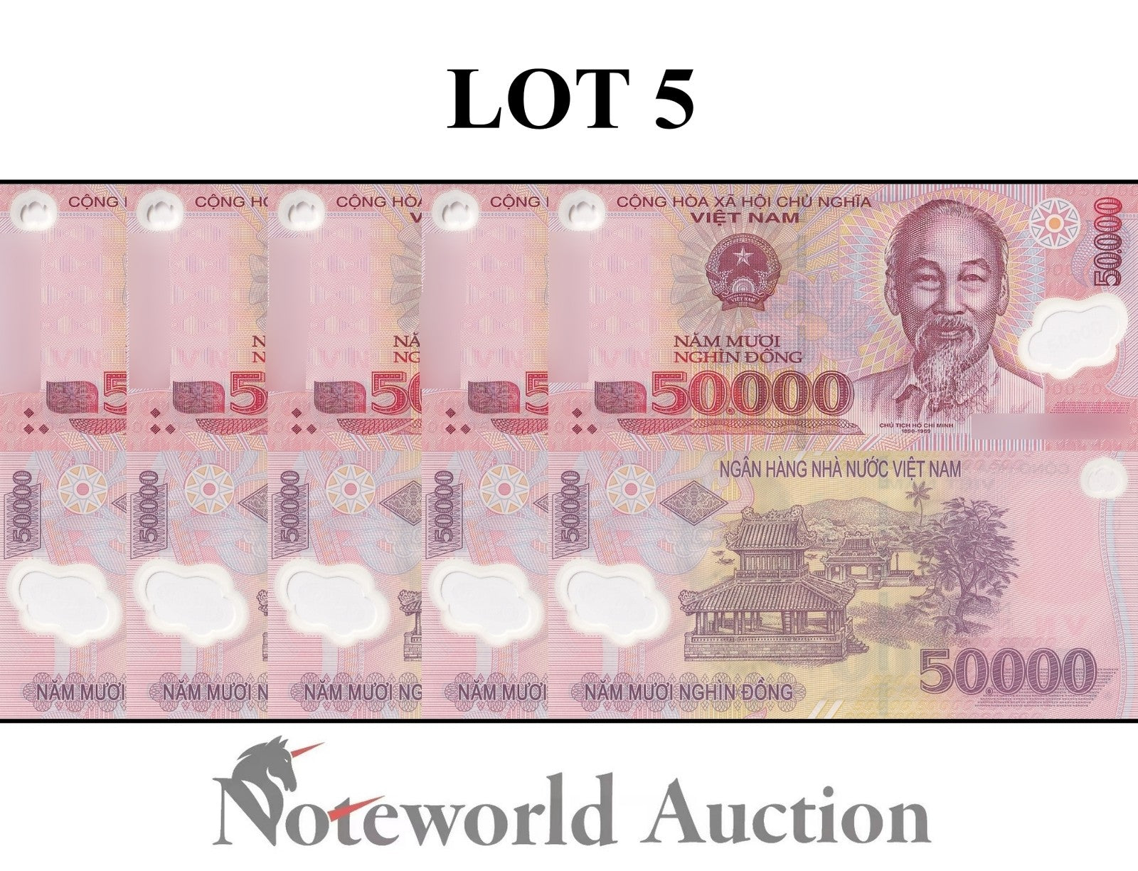VIET NAM VIETNAM 50000 Dong 2019 P 121 Polymer Lot 5 pcs 1/20 Bundle UNC