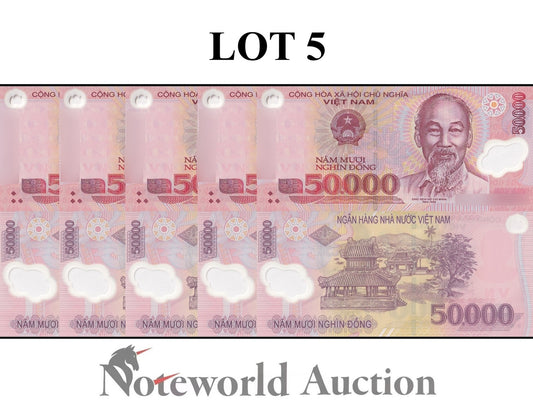 VIET NAM VIETNAM 50000 Dong 2019 P 121 Polymer Lot 5 pcs 1/20 Bundle UNC