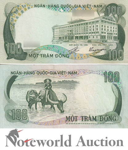 VIET NAM VIETNAM SOUTH 100 Dong ND 1972 P 31 Buffalo Foxing UNC