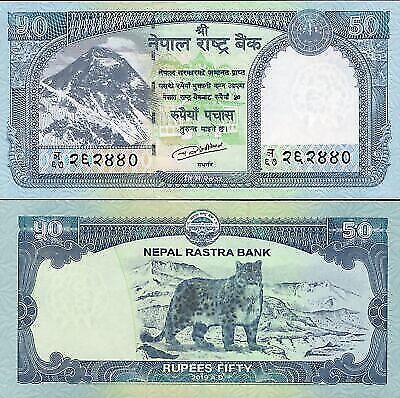 NEPAL Lot 10 pcs 1/10 Bundle - 50 Rupees 2019 P 79 Snow Leopard UNC