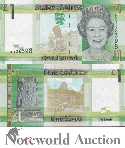 JERSEY 1 Pound ND 2010-2018 P 32b Lot 10 pcs 1/10 Bundle UNC