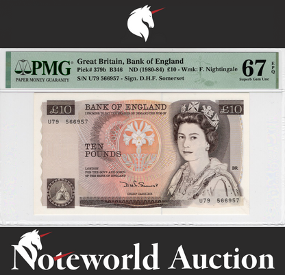 Great Britain, £10 ND (1980-84) P 379b UNC PMG 67 EPQ 