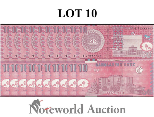 BANGLADESH 10 Take 2002 P 39a Lot 10 pcs 1/10 Bundle UNC