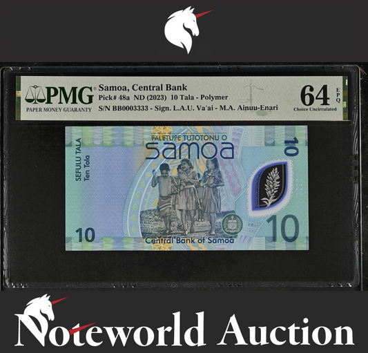 Samoa 10 Tala ND (2024) Polymer P 48a Fancy No. 0003333 UNC PMG 64 EPQ