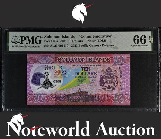 Solomon Islands COMM. 10 Dollars 2023 P 39a Polymer Binary No. UNC PMG 66 EPQ