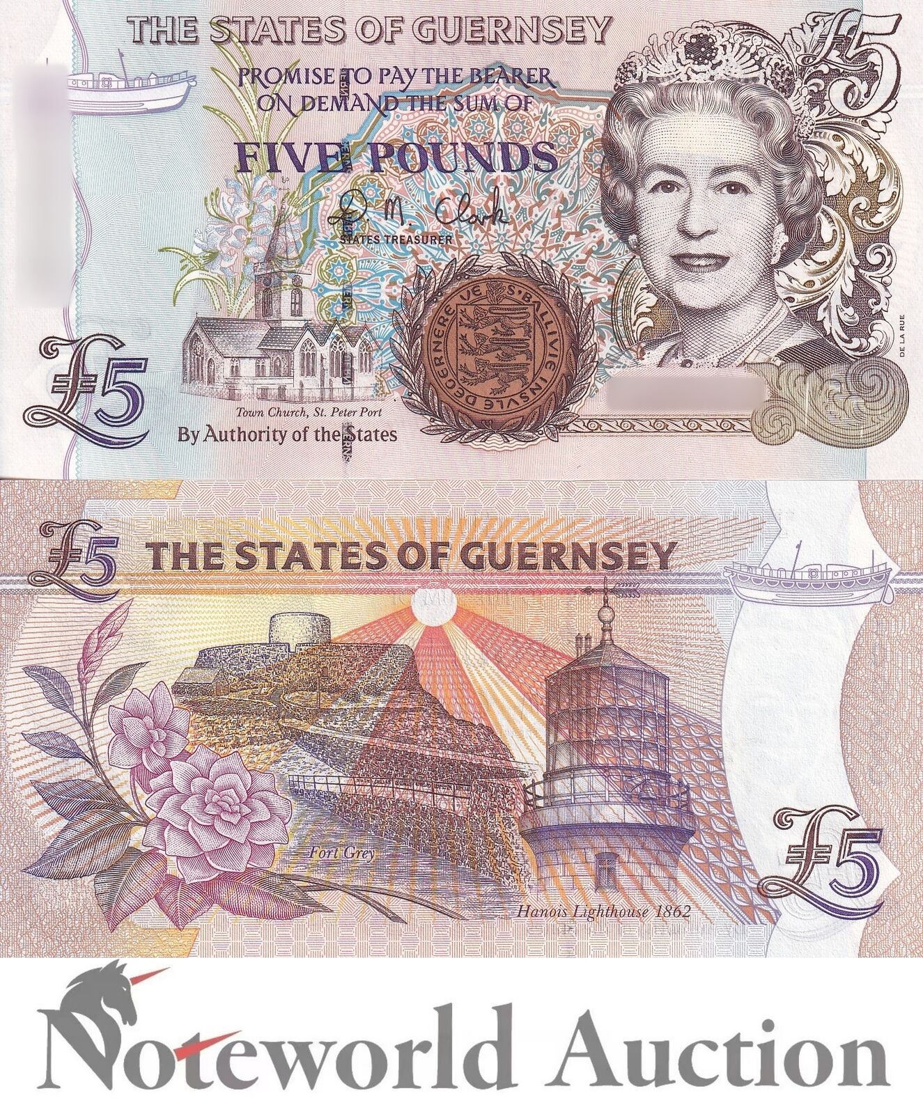 GUERNSEY 5 Pounds ND 1996-2023 P 56c Queen Elizabeth II UNC