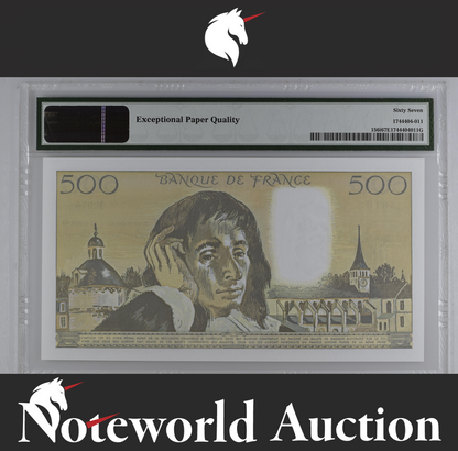 France Banque de France 500 Francs 1991-93 P 156i UNC PMG 67 EPQ TOP POP