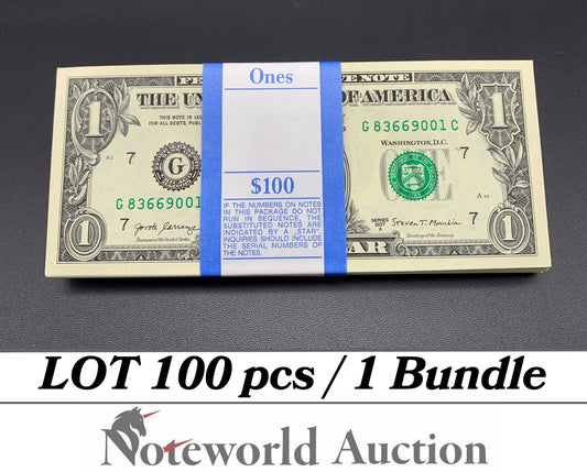 UNITED STATES USA Lot 100 pcs Bundle - 1 Dollar 2017A P 544 ''G'' Chicago UNC