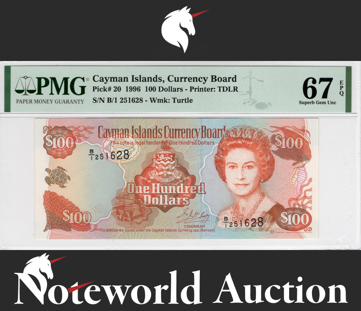 Cayman 100 Dollars 1996 P 20 UNC PMG 67 EPQ 