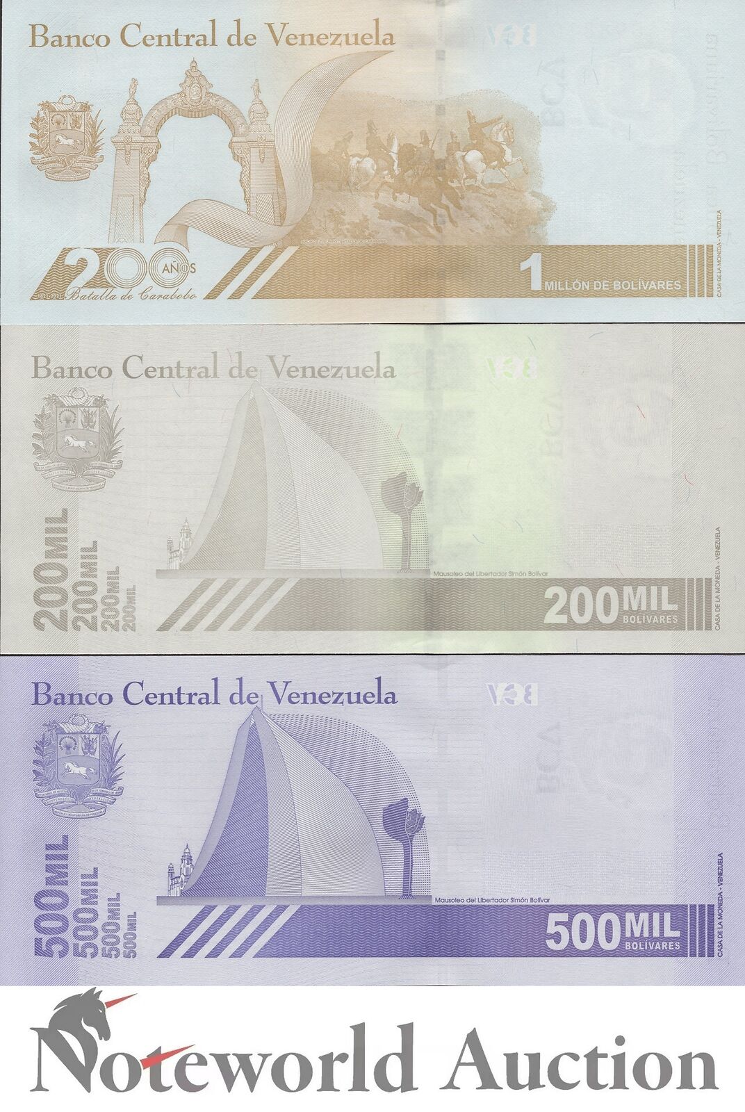 VENEZUELA Set 3 pcs - 200000 500000 1 Million Bolivares 2020 P 112 113 114 UNC