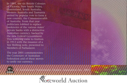 AUSTRALIA 1901-2001 P 56b COMM. Polymer Match S/N 01905409 W/Folder Set 5 UNC