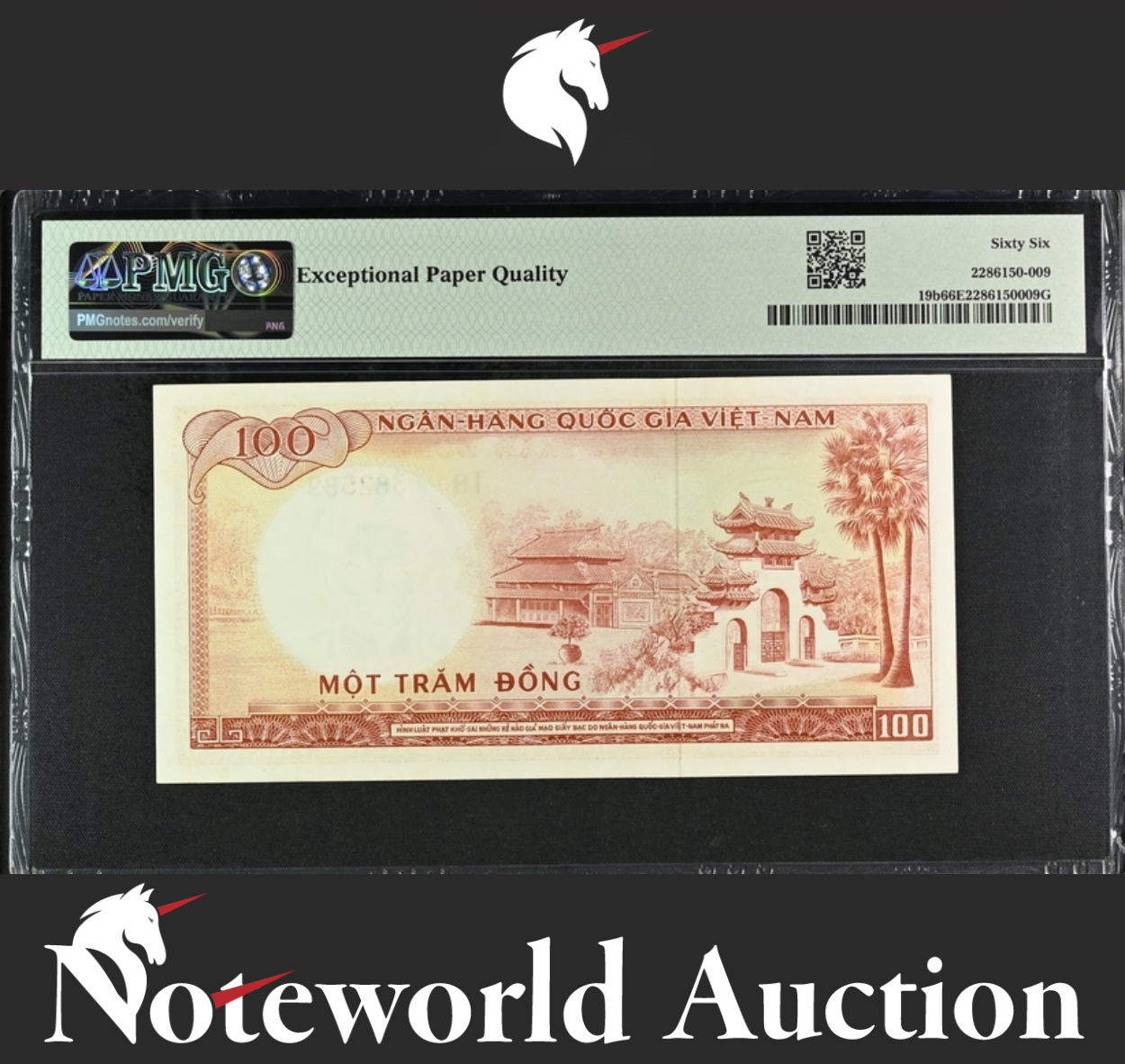 Viet Nam South National Bank 100 Dông ND (1966) P 19b UNC PMG 66 EPQ