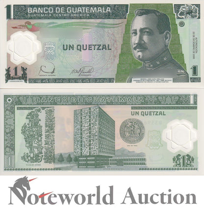 GUATEMALA Lot 10 pcs 1/10 Bundle - 1 Quetzal 2006 P 109 Polymer UNC