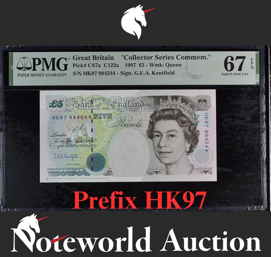 Great Britain  Commemorative £5 1997 P CS7a Prefix HK97 UNC PMG 67 EPQ 2nd TOP