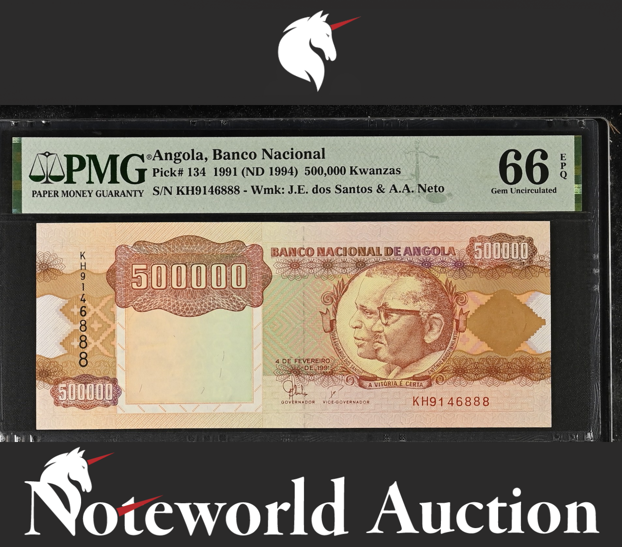 ANGOLA 500000 500,000 (1991)1994 P 134 Match Last 3 Digit 9146888 UNC PMG 66 EPQ