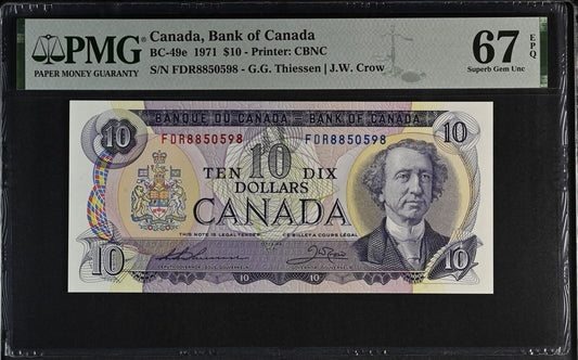 CANADA 10 Dollars 1971 BC-49e UNC PMG 67 EPQ