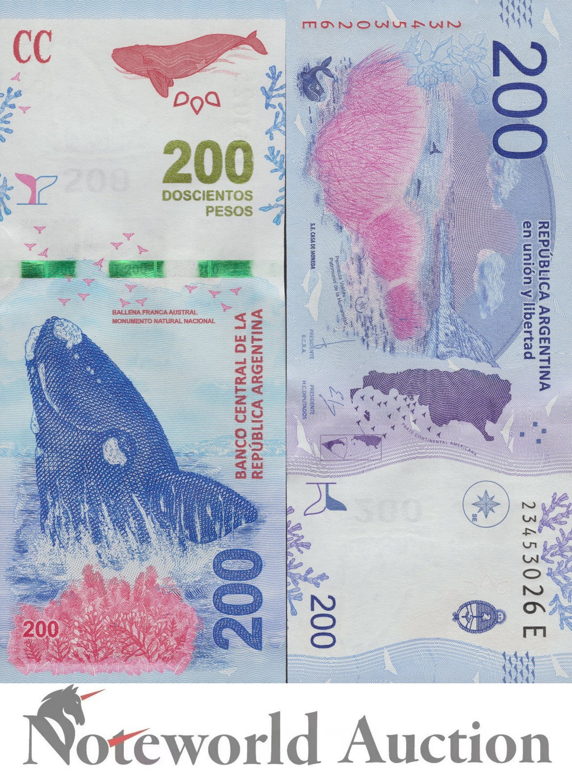 ARGENTINA 200 Pesos ND 2016 P 364 Lot 5 pcs 1/20 Bundle UNC
